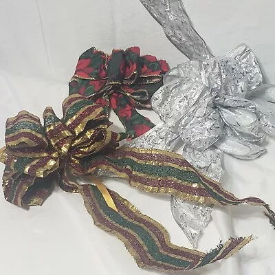 Hand Made Wreath Bow - Holiday Christmas Bells Music Red Gold Lot Of 3 • $12