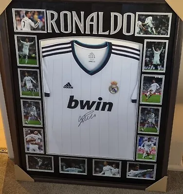 $795 • Buy Cristiano Ronaldo  Personally Hand Signed & Framed Real Madrid Jersey 