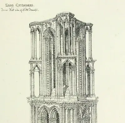 £26.90 • Buy Laon Cathedral Aisne France 1862 Medieval Architecture Original Print