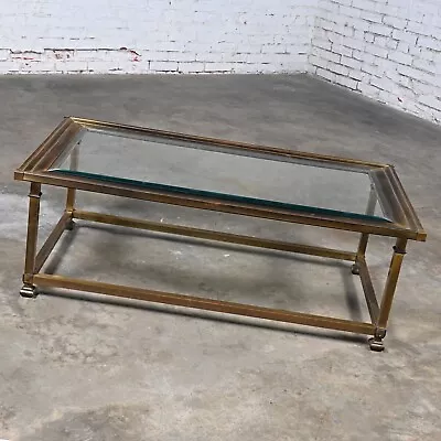 Late 20th Century Coffee Table Style Mastercraft Rectangular Antique Brass Frame • $2995