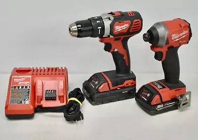 Milwaukee M18 Hammer Drill 2606-20 Impact Driver 2853 Combo W/Batteries &Charger • $188.99