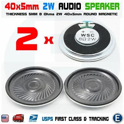 2pcs Speaker 40mm Dia 8 Ohm 2W 5mm Mini Micro Audio Magnetic Arduino • $2.70