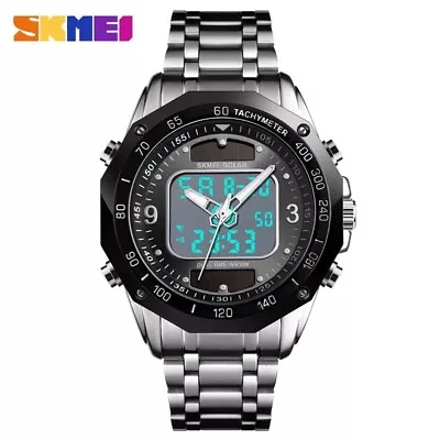 £14.99 • Buy Solar Powered Mens Stainless Steel LED Analogue & Digital Sports Wrist Watch