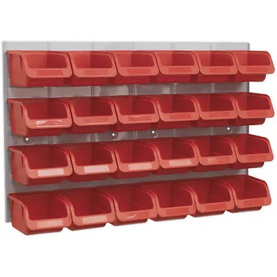 24 Red 100 X 110 X 75mm Plastic Storage Bin & Wall Panel Warehouse Picking Tray • £58.99