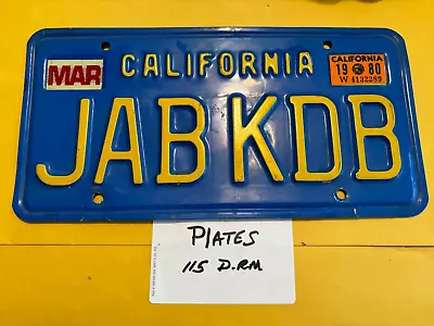 Vintage California Blue & Yellow License Plate -Personalized  JAB KDB  With Tags • $39.95