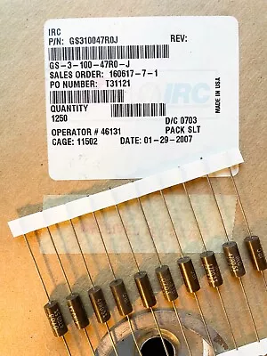 X 10 IRC 47 Ohm 3 Watt 5 Metal Film Power Resistor International Resistor Corp • $13.99