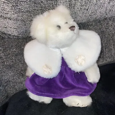 Vintage UNIPAK Teddy Bear Plush Purple Dress 8” • $13.66