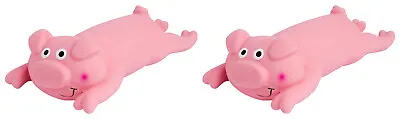 2 X Petface Latex Lounging Pig Dog Toy Interactive Squeaky Puppy Play 22cm • £11.86