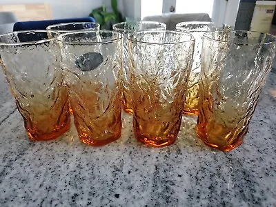 $60 • Buy Vintage Morgantown Seneca Driftwood Amber Ice Tea Tumblers Set Of 7 Glasses 5.5 