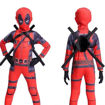 Boys Deadpool Costume For Kids X-man Superhero Child Halloween Cosplay Bodysuit • $24.99