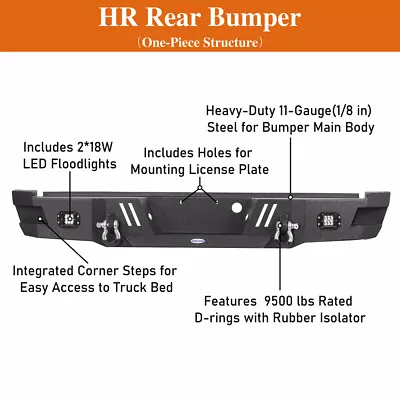 Rear Bumper W/License Plate Lights Fit Ford F-250 F-350 11-2016 Mount Perfectly • $499.89