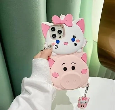 Kawaii 3D Disney Marie Aristocats IPhone 13 Pink Silicone Case Toy Story Hamm • $12.95