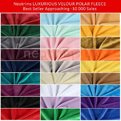 Velour Polar Fleece Fabric Jersey Anti Pill Stretch Luxurious29 ColorsNeotrims • £7.25