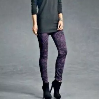 CABI 159 Twilight Purple Black Camo Skinny Jeans Jeggings Size 14 • $26.99