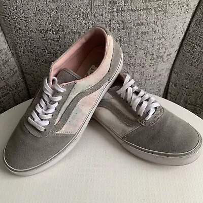 Ladies Grey Suede Pink Canvas Old Skool Shoes By”VANS” Off The Wall Size 5uk • £15.10