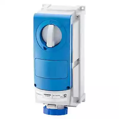 GEWISS GW66527 Fixed Socket 3P 63A 230V Blue With Switch Disconnector IP66 • £147.77