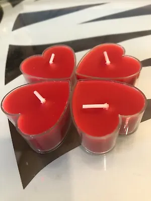 Valentines Day Candles 4xLUXURY TEA LIGHTS  Red/Pink Love Heart Shape Romantic • £2.55