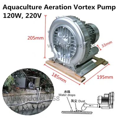$199.99 • Buy 120W High Pressure Vortex Fan Vacuum Pump Industrial Dry Air Blower Fan 220V 1PH