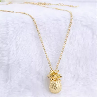 Women Gold Jewelry Tiny Pineapple Cute Fruit Charm Long Chain Necklace  • $1.32