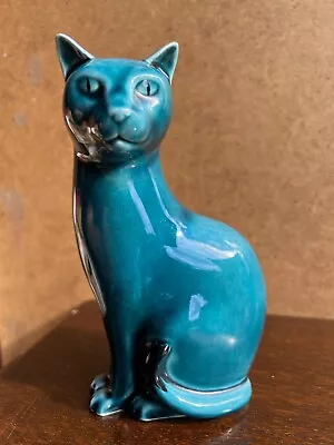£35 • Buy Poole Pottery Cat Blue Cat Figurine Retro Cat Figurine Gift For Cat Lover 