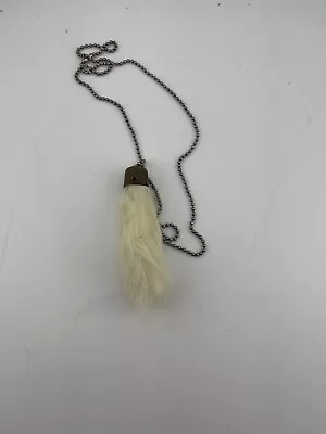 Lucky Charm Real Rabbits Foot Keychain Necklace  '70s USA Vintage Off White • $13.95