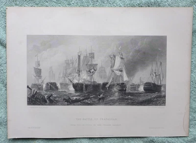 £9 • Buy The Battle Of Trafalgar, Antique Print After Stanfield, 1854