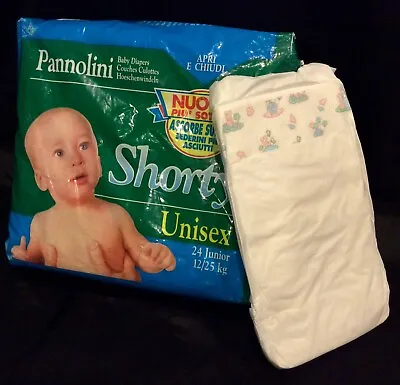 Vintage Pannolini Shorty Baby Diaper Unisex Sz Junior 12-25 Kg Greece Import  • $15