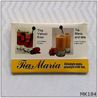 Tia Maria And Milk The Velvet Kiss Black Russian Matchbook (MK184) • $4.99
