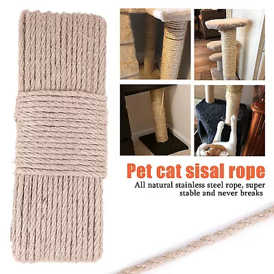 £7.98 • Buy Cat Natural Sisal Rope For Scratching Post Tree Replacement DIY 4mm*10m/30m/50m