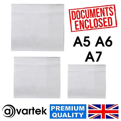 DOCUMENTS ENCLOSED Wallets Pouches Address Labelling Sticky - A7 A6 A5 Plain • £3.95