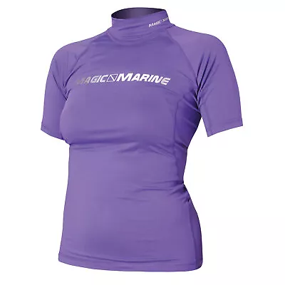 Magic Marine Womens Cube Short Sleeve Rash Vest - Purple • £17.96