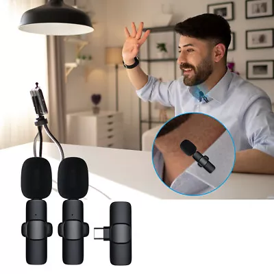 Wireless Lavalier Microphone For Phone Android IPhone Ipad Vlog Live Stream Mic • £3.59