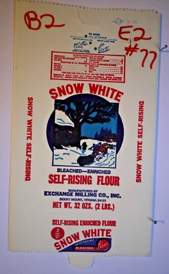 $10 • Buy Vintage Sack Paper Bags - SNOW WHITE FLOUR, EXCHANGE MILLING, ROCKY MOUNT VA 93