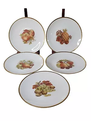 Alboth & Kaiser Bavaria Fruit Plates 6.5 In Gold Rim Set Of 5 Cottage Decore • $39.95