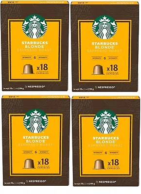 Starbucks Nespresso Blonde Espresso Roast 4 X 18 Pods Blonde Coffee Capsules • £18.49