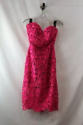 NWT Milly Women's Hot Pink Heart Lace Strapless Dress SZ-4 • $10.50