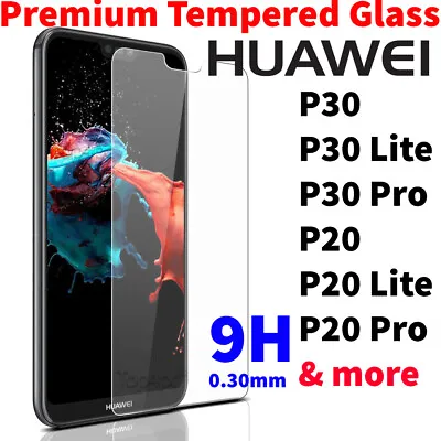 For Huawei Tempered Glass New Screen Protector Mate 20 P20 P30 Pro Lite Y6 2019 • £4.99