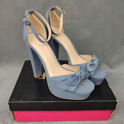 NEW IN BOX Charlotte Russe Blue Suede Platform 5inch High Heels Strappy Size 9 • $19.99