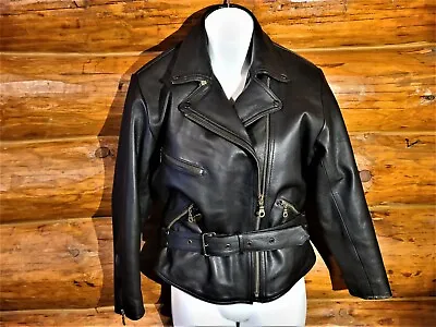 $500.00 Vintage Rare Richa Brando Style Leather Motorcycle  Jacket Women's M L • $120