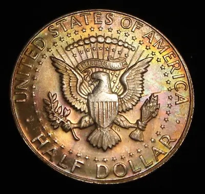 1965 Silver Kennedy Half Dollar 50 Cent Piece Uncirculated Rainbow Toning • $38