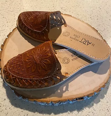 Womens Leather Slip On Huarache Mexican Sandals • $28.99