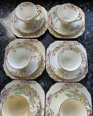 Vintage Radfords Fenton English Bone China Floral 6 Tea Trios • £20