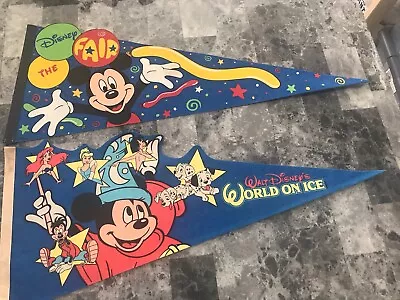 2 Vintage Disney On Ice Banners Felt Mickey Ariel101 Dalmatians￼￼ Cinderella￼ • $18