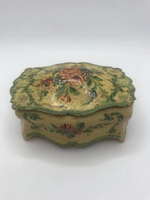 £2.20 • Buy A Delightful Vintage Papier Mache / Hand Painted Lidded Trinket Pot / Casket