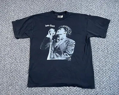 VTG 90s James Brown Print T-Shirt Adult Large Black Gear Ink Tag USA Made Jazz • $125