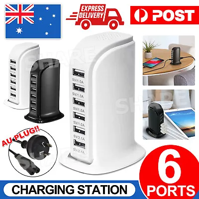 6 Port Charging Station USB Desktop Charger Rapid Tower Power Adapter Wall HUB~M • $14.85