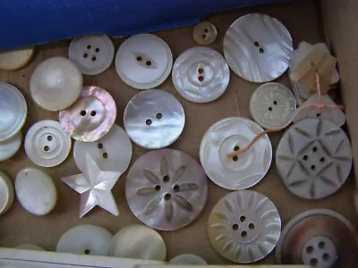 Antique Vintage Mother Of Pearl & Abalone Buttons Carved 200+ All Shapes & Sizes • $29