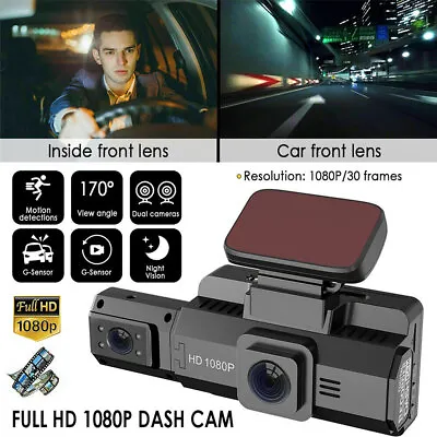 $35.99 • Buy HD 1080P Car DVR Dash Cam Front And Rear/Inside Video Recorder Camera G-sensor