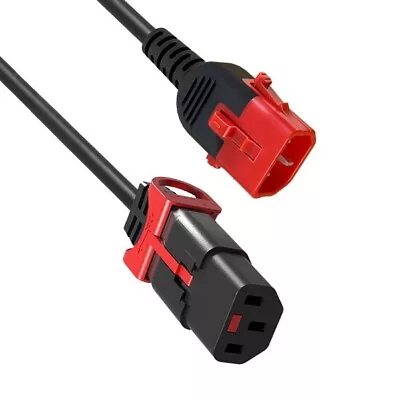 1m IEC 320 Dual Locking Power Cable C13 To C14 17AWG 1mm BLACK • £15.48