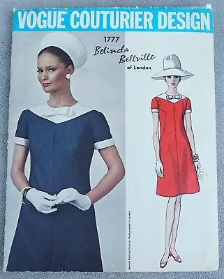 Vtg 1967 Vogue Couturier Design Belinda Bellville 1777 Uncut Dress Pattern Sz 14 • $10